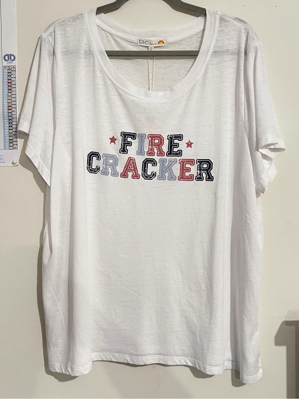 C&C California White 'Fire Cracker' Graphic Tee Size 2X